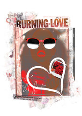 Burning love graphic design with flowers