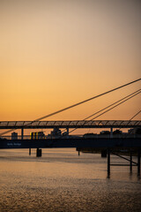 Fototapeta na wymiar Bells Bridge on the River Clyde at Sunset in Glasgow Scotland