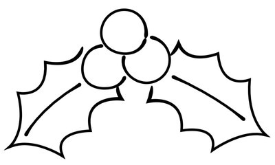 手書き風クリスマスホーリー(セイヨウヒイラギ)(塗りなし)