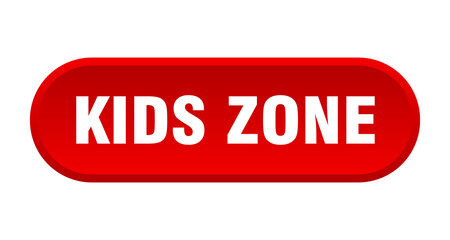 kids zone button. rounded sign on white background