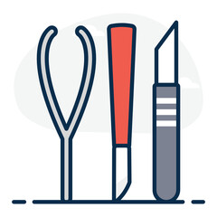 
A trendy icon of surgical tools in modern flat style 
