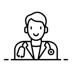 
Man with stethoscope, editable icon of a doctor 
