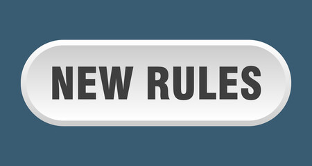 new rules button. rounded sign on white background