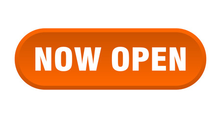 now open button. rounded sign on white background