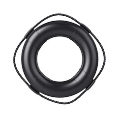Black lifebuoy isolated on a white background, 3D render