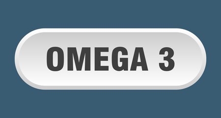 omega 3 button. rounded sign on white background