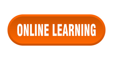 online learning button. rounded sign on white background