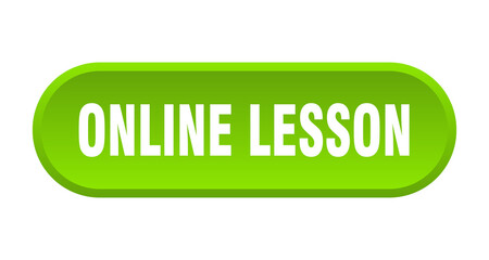 online lesson button. rounded sign on white background