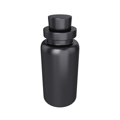 Black potion bottle isolated on a white background, 3D render