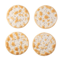 Round crackers isolated on a white background.