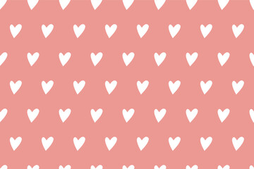 Seamless vector simple heart template. Valentine's day background. Flat design endless texture from the tiny silhouettes of the heart.