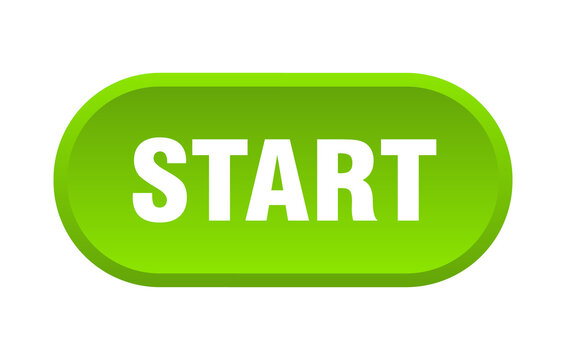 start button. rounded sign on white background