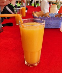 a cup of mango juice in Morocco