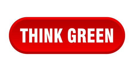think green button. rounded sign on white background