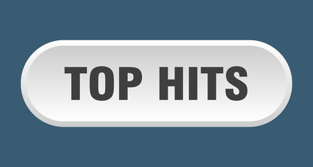 top hits button. rounded sign on white background