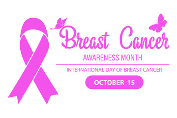Breast cancer awareness month. The awareness ribbon. Vector illustration