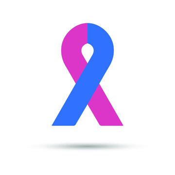 Breast cancer awareness. Flat pink and blue ribbon design. Vector illustration