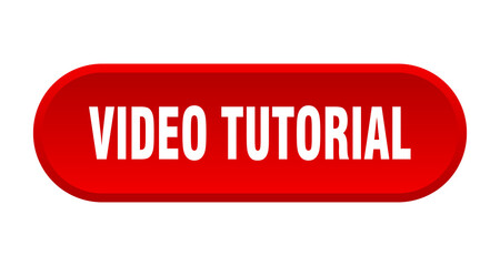 video tutorial button. rounded sign on white background