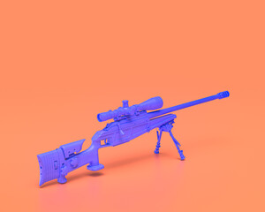 Blaser R93 LRS3 sniper, Plastic Weapon series, Indigo blue arm in pinkish background, 3d rendering, war, battle and self protection, first person shooter game item