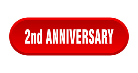 2nd anniversary button. rounded sign on white background