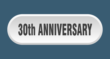 30th anniversary button. rounded sign on white background