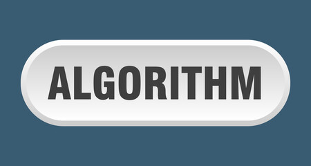 algorithm button. rounded sign on white background