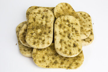 heap of mini focaccia with rosemary