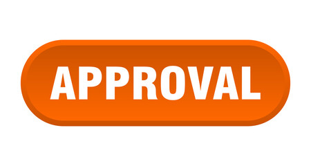 approval button. rounded sign on white background