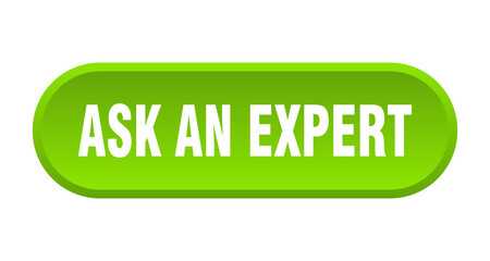 ask an expert button. rounded sign on white background