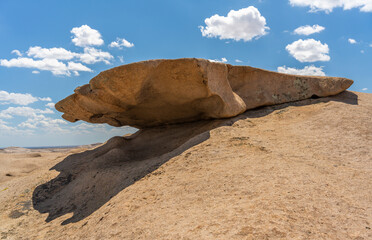 Fototapeta na wymiar Bektau Ata Blue Sculpture Rock Kazakhstan