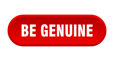 be genuine button. rounded sign on white background