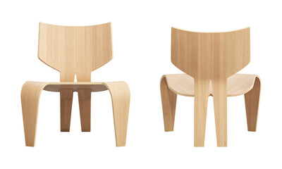 Modern bent plywood lounge chair. 3d render