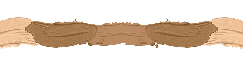 Collection Set of Concealer, correction of splashes of different skin face color. correction cream stain smear swatch sample. Creamy texture of makeup foundation, isolated on white background banner