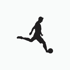 Fototapeta na wymiar shoot with power in soccer - silhouette flat illustration - shot, dribble, celebration and move in soccer