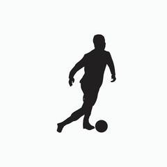 Fototapeta na wymiar smooth dribbling in soccer - silhouette flat illustration - shot, dribble, celebration and move in soccer