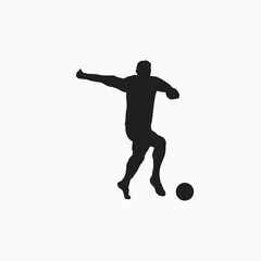 Fototapeta na wymiar dribble with pace in soccer - silhouette flat illustration - shot, dribble, celebration and move in soccer