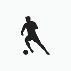 Fototapeta na wymiar smooth dribble in soccer - silhouette flat illustration - shot, dribble, celebration and move in soccer