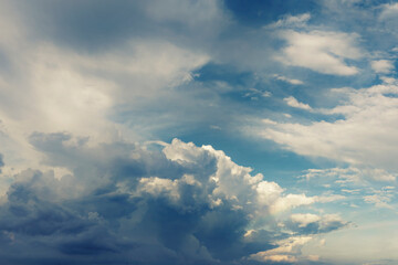 Fototapeta na wymiar Summer blue sky with white clouds nature background