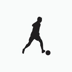 Fototapeta na wymiar left footed smooth dribbling - silhouette illustration - shot, dribble, celebration and move in soccer