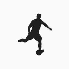 Fototapeta na wymiar right footed fast and power shot - silhouette illustration - shot, dribble, celebration and move in soccer