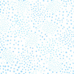 Seamless pattern with polka dot ornament. Stylish drawn dotted backdrop. Abstract textured circle ornament. Isolated on white.