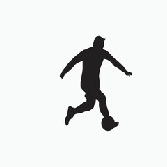 Fototapeta na wymiar right footed casual dribbling - silhouette illustration - shot, dribble, celebration and move in soccer