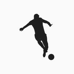 Fototapeta na wymiar right footed ball controlling to escape - silhouette illustration - shot, dribble, celebration and move in soccer
