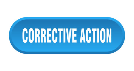 corrective action button. rounded sign on white background