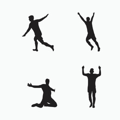 Fototapeta na wymiar raise hand up goal celebration set - silhouette flat illustration - shot, dribble, celebration and move in soccer