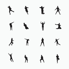 silhouette goal celebration set in soccer isolated on white