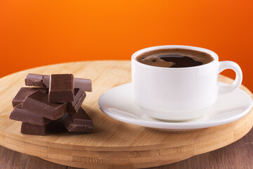 unusually delicious hot black coffee with wonderful milk chocolate