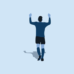 Fototapeta na wymiar sky pointing goal celebration - two tone flat illustration - shot, dribble, celebration and move in soccer