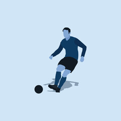 Fototapeta na wymiar right footed passing - two tone illustration - shot, dribble, celebration and move in soccer