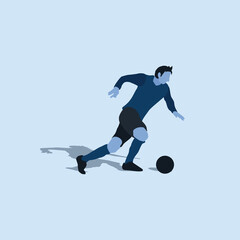 Fototapeta na wymiar right footed fast dribbling - two tone illustration - shot, dribble, celebration and move in soccer